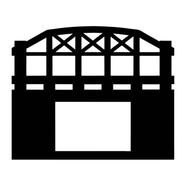 Kemerli çatılı bir köprünün silüetli siyah çizimi.