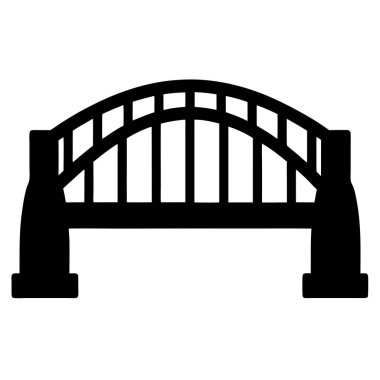 Simetrik bir kemer köprüsünün silüeti ve destek sütunları mimarisi