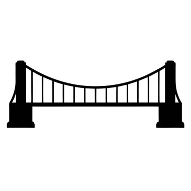 Siyah ve beyaz köprü illüstrasyonu bir asma köprü biçimi gösteriyor