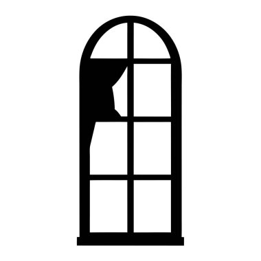 Yuvarlak kapaklı kırık bir pencere bir binanın bakımsızlığını ya da bakımsızlığını gösterir.