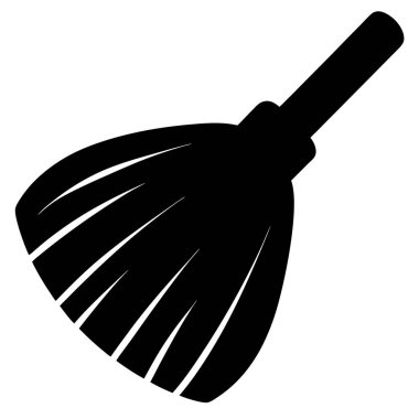 Basit Tasarım ve Sapı Olan Temizlikçi Süpürgenin Silueti