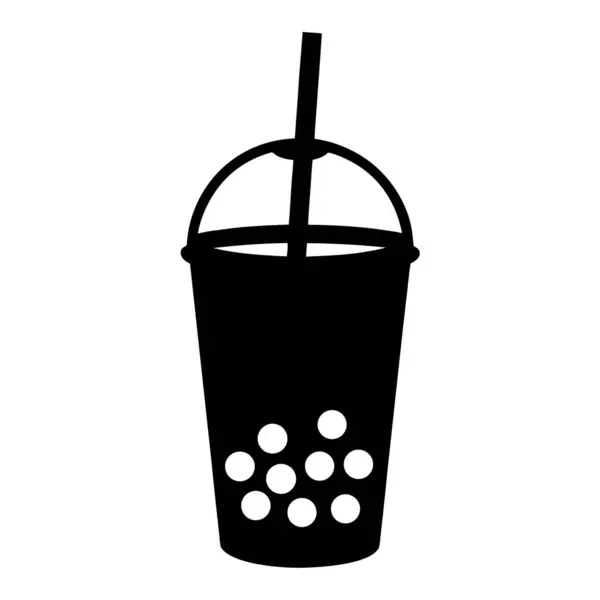 Saman ve muhallebi incili lezzetli balonlu çay ikonu çizimi