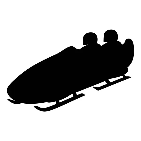 Kış pistinde hızla ilerleyen bir kızak takımının silueti.