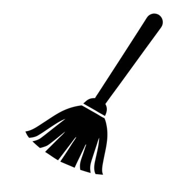 Yerleri süpürmek için basit, temiz, siyah bir siluet çizimi.