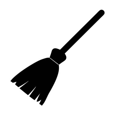 Tarzlı bir süpürge temizleme aracının minimalist siyah beyaz grafiği