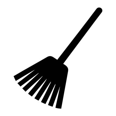 Temizlik simgesi ve ev işleri için basit siyah süpürge silueti