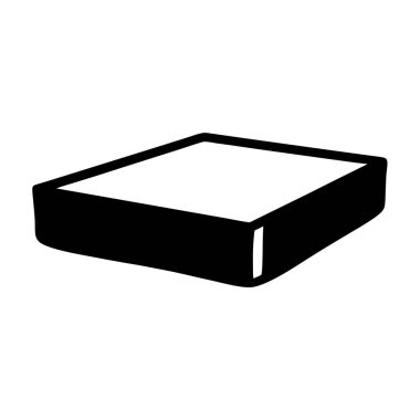 Kapalı bir kutunun yüzeydeki basit siyah beyaz çizimi