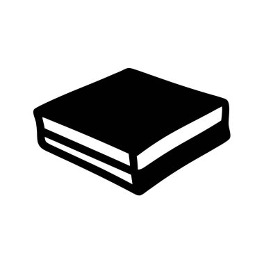 Sayfaları kalın ciltli bir kitabın basit bir siyah beyaz çizimi.