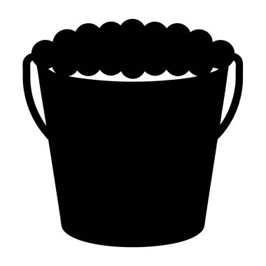 Beyaz arka planda köpük dolu bir kova dolusu siyah siluet.