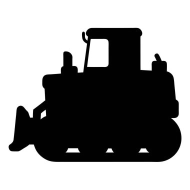 Görünür ayak izleri ve bıçaklı buldozerin stilize edilmiş siyah silueti