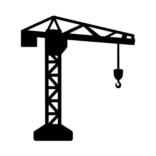 Beyaz zemin üzerinde bir inşaat vincinin basit siyah beyaz grafiği