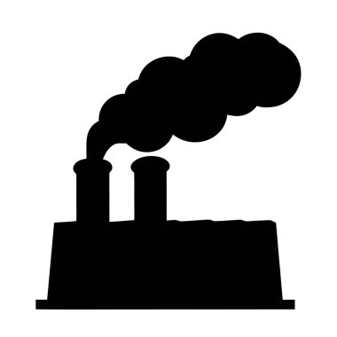 Endüstriyel Kirlilik Hava Emisyon Fabrikası Elektrik Santrali Silueti Siyah ve Beyaz Görüntü Yığını