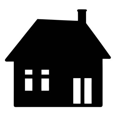 Baca ve Pencereli Bir Evin Basit Siyah Silüeti