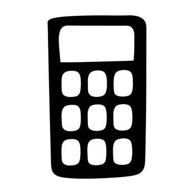 Basit bir Siyah ve Beyaz El Çizimi Hesap Makinesi Simgesi ResmiComment