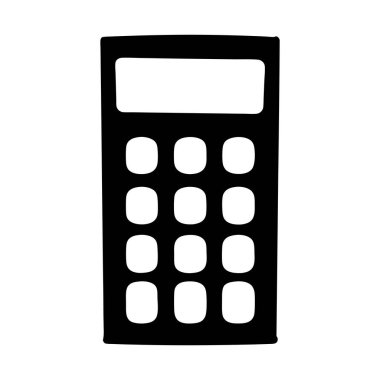 Basit Siyah ve Beyaz Hesaplayıcı Simge Grafik Tasarımı Çizimi