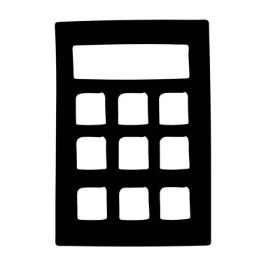 Basit Siyah ve Beyaz Hesaplayıcı Simge Resmetme Grafik Tasarım Elemanı