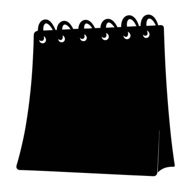 Bir Spiral Bağlı Not Defteri veya Takviminin Siyah Silueti