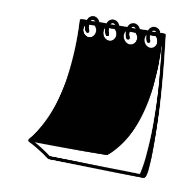 Bir Sarmal Bağlı Not Defteri veya Takviminin Siyah ve Beyaz Çizimi