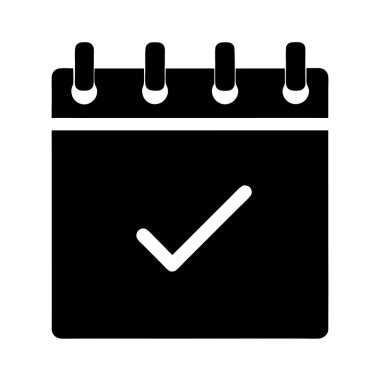 Tamamlanmış Görev veya Görevi Temsil eden Beyaz İşaretli Siyah Takvim Simgesi