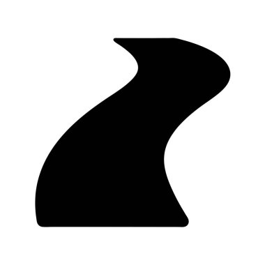 Kavisli bir yolu andıran soyut Siyah Şekil veya bir arazide dolanan yol