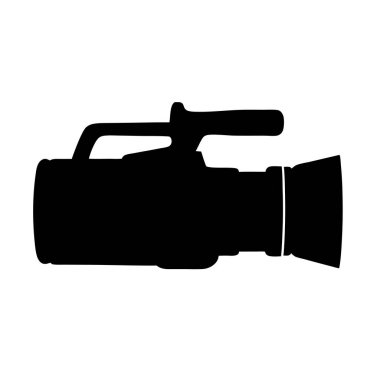 Profesyonel Video Kamera Ekipmanı Siyah Siluet Simgesi İllüstrasyonu