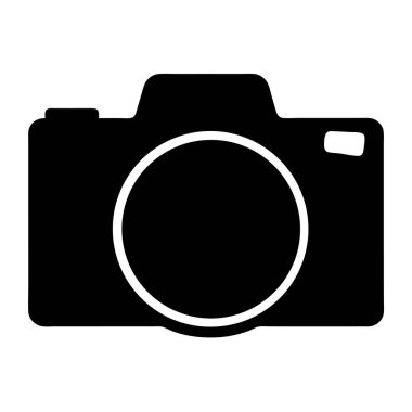 Basit bir Siyah ve Beyaz Kamera Simgesi Dijital Fotoğraf Ekipmanı Grafiği