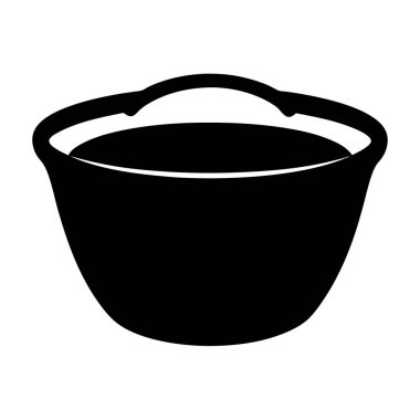 Siyah bir kâse silueti ya da yemek pişirme aleti olan küçük bir tencere.