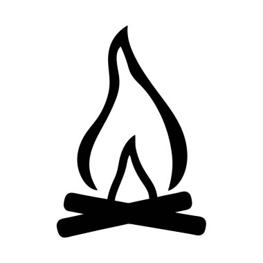 Kamp Ateşi Simgesi Siyah ve Beyaz Basit Tasarım Grafiksel Resim