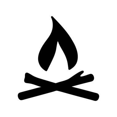 Alevli Siyah Siluet Kamp Ateşi Simgesi