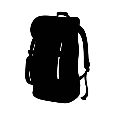 Yürüyüş ve Seyahat Maceraları İçin Büyük Bir Sırt Çantasının Siyah Silueti