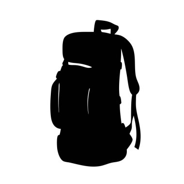 Yürüyüş ve Seyahat Maceraları İçin Büyük Bir Sırt Çantasının Siyah Silueti