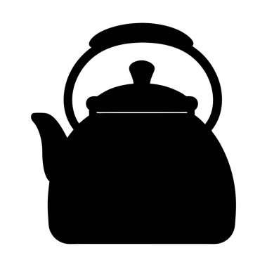 Kaynar su için klasik bir su ısıtıcısının basit siyah silueti