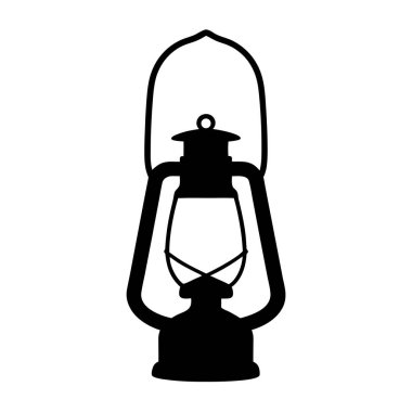 Klasik Vintage Oil Lantern Simgesi Siyah Silüet Çizim Tasarımı