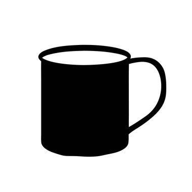 Basit Siyah Kupa Simgesi Resimleri Kahve Çayı Sıcak İçecek Kalıbı Grafik Tasarımı