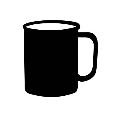 Kahve Çayı ya da Sıcak İçecek için Bir Kupa Siyah Siluet