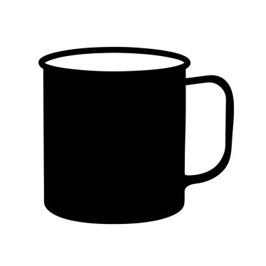 Kahve ya da Çay İçin Metal Kampı Kupasının Sade Siyah Silüeti