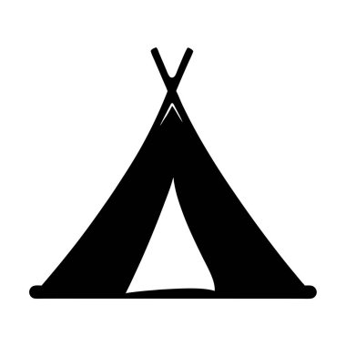 Açık havada kamp yapmak için basit bir çadırın Siyah ve Beyaz Simgesi