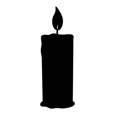Lit Candle 'ın Siyah Silueti Damlayan Cila Basit Bir Vektör Grafiksel ResmiName