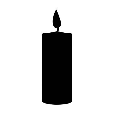 Alevli Siyah Mum Silüeti Basit Vektör Grafiksel Çizimi
