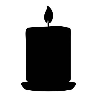 Alevli Bir Mum 'un Basit Siyah Silüeti