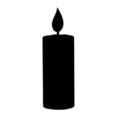 Tek Parlak Mum Silueti Siyah ve Beyaz Simge Resimlerinin Grafiksel Tasarımı