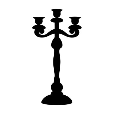 Zarif Üç Kollu Şamdan Siluet Siyah ve Beyaz Mum Tutucu Görüntü