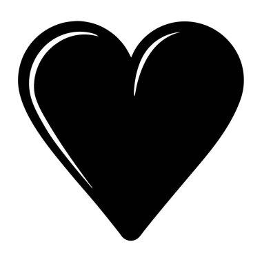 Basit bir Kara Yürek Şekli Simgesel Tasarım Element Sevgililer Günü Aşkı