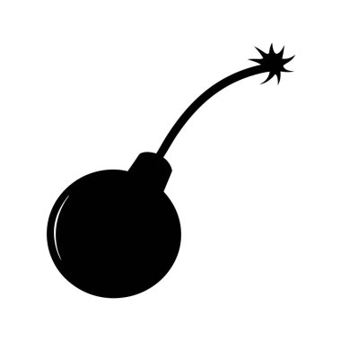 Yanmış bir bombanın siyah silüeti ve fünye resimli grafik tasarımı