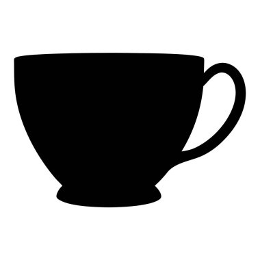 Klasik bir çay fincanının silueti Bir çay fincanının basit bir siyah beyaz resmi