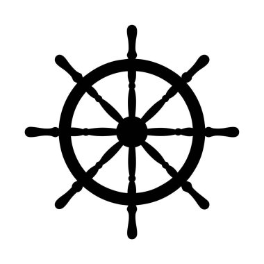 Denizcilik Gemisi Direksiyon Simgesi Siyah Siluet Grafik Tasarım Elemanı