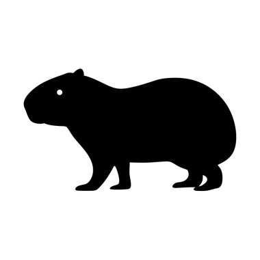 Beyaz Arkaplanda Duran Bir Capybara 'nın Siyah Silueti Basit Clipart İllüstrasyonu