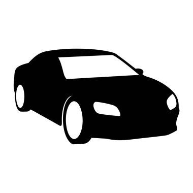 Modern Spor Coupe Car Illustration 'un Siyah Silueti