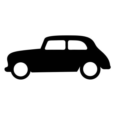 Klasik Vintage Car Silhouette Illustration Basit Siyah Araç Grafik Tasarım Elemanı