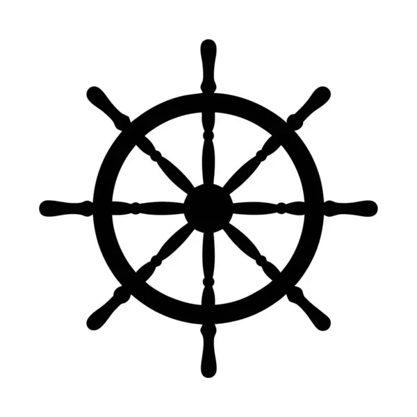 Denizcilik Gemisi Direksiyon Simgesi Siyah Siluet Grafik Tasarım Elemanı
